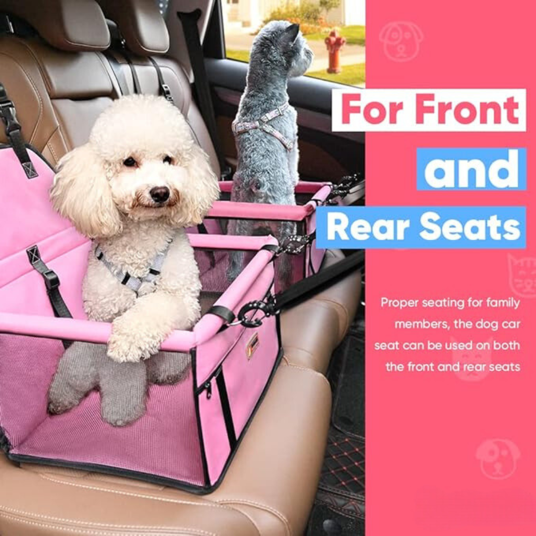 Portable Pet Car Booster Seat: Breathable Bag with Seat Belt, Safety Clip-on Leash