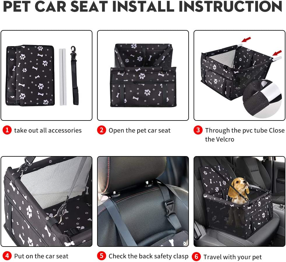 Portable Dog Car Seat: Clip-On Safety Leash, Anti-Collapse Design