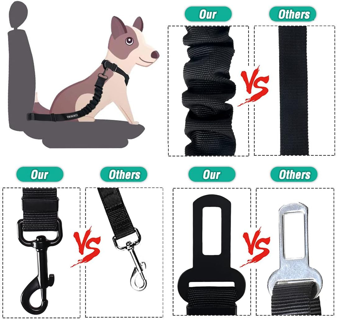 Retractable Dog Seat Belt Set: Adjustable, Heavy-Duty Nylon for Pet Safety