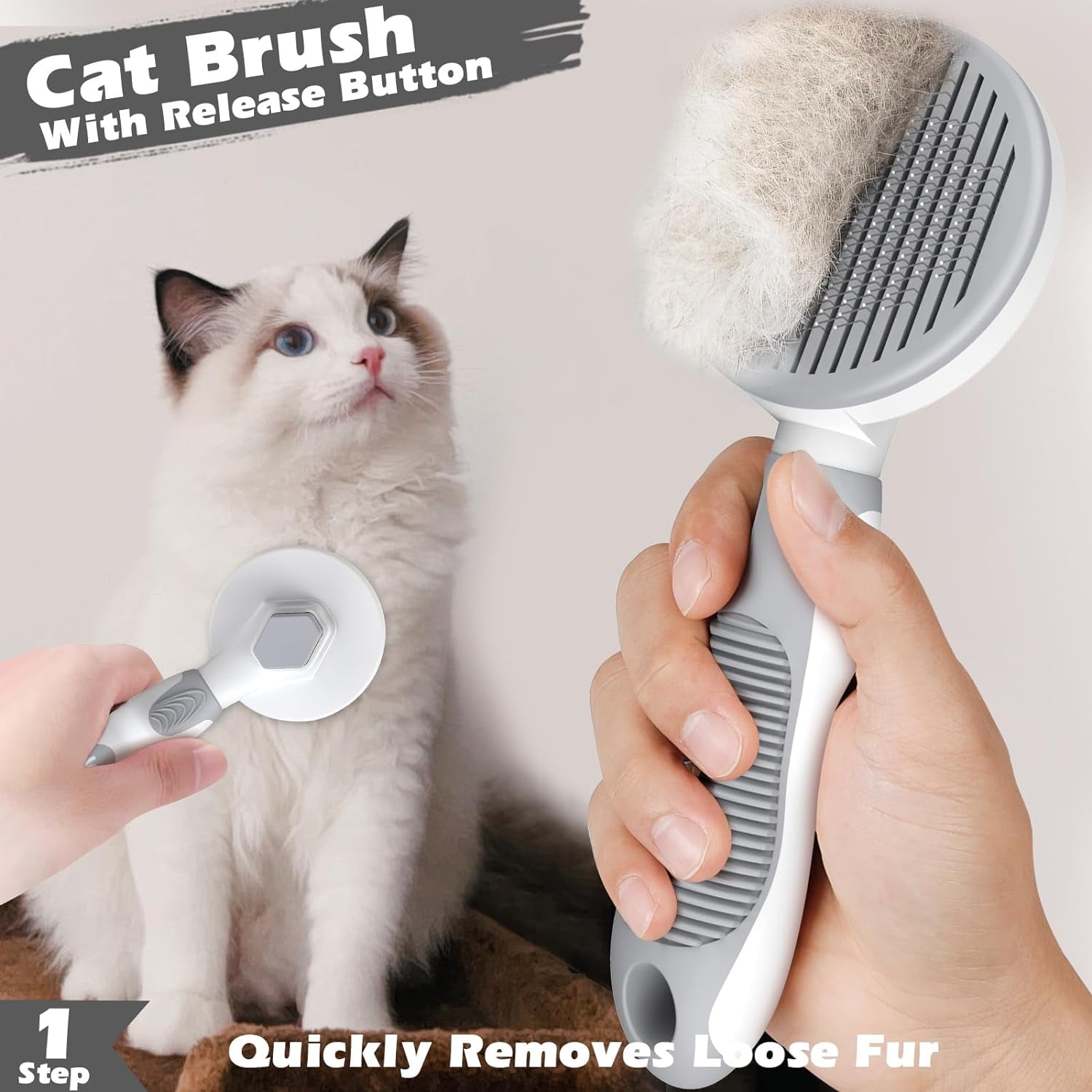 4PCS Cat Grooming Kit: Brushes, Nail Clipper, Bath Brush - Premium Supplies for Cats & Dogs